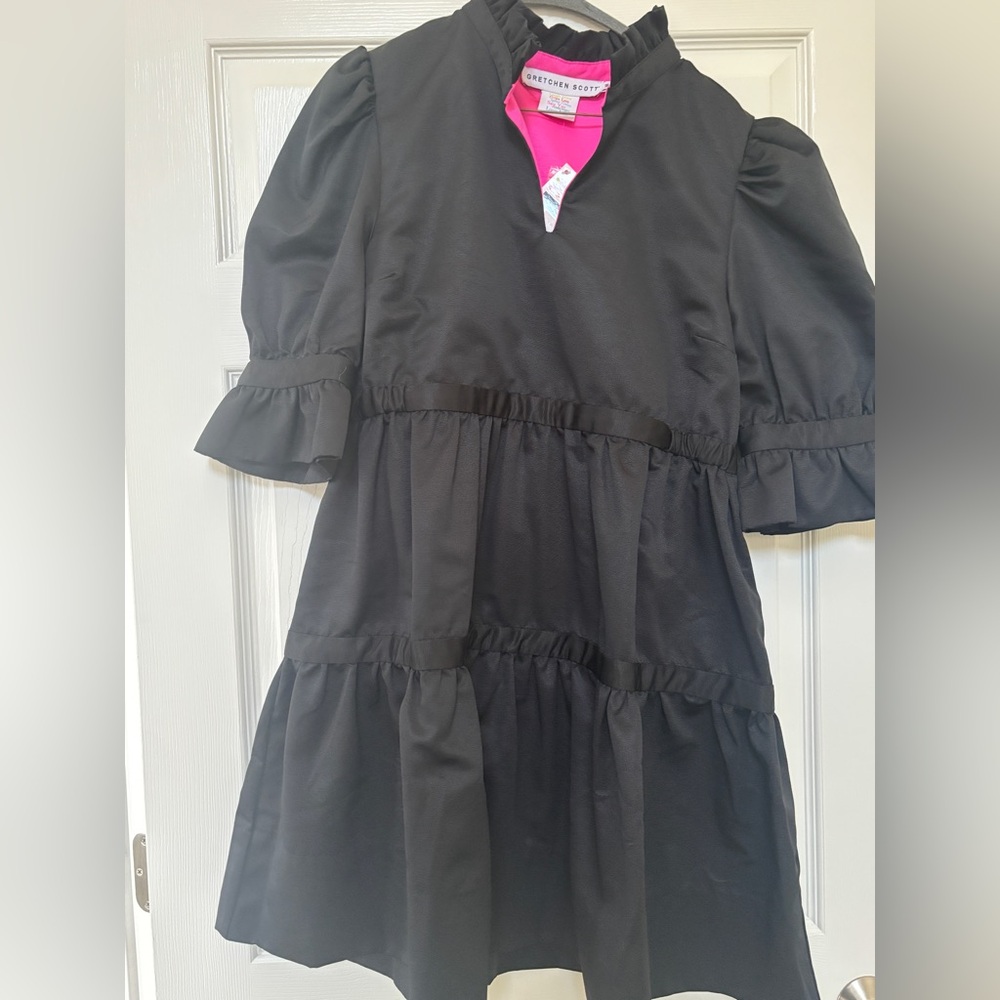 Gretchen Scott Designs Black Taffeta Dress with Pink Accent NWT